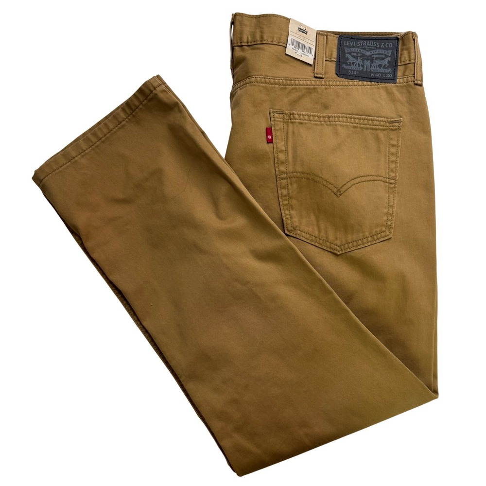 Levis 514 Straight Fit Pants Mens 40x30 Tan Brown Cotton Twill Chino